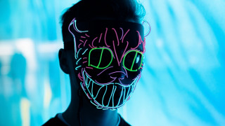 Neon mask cat face cyberpunk 2 - a man free wallpaper