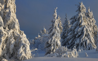 Snowy landscape castle trees blue - arkhip kuindzhi free wallpaper