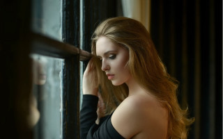 Woman longhair window blurry photorealistic - the room free wallpaper