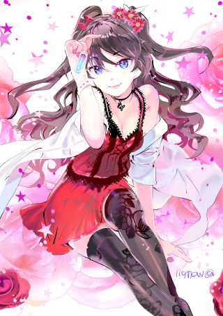 Girl red dress stars head - a girl free wallpaper