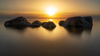 Sunset ocean rocks beach sunlight - rock free wallpaper