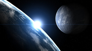 Earth moon space sky stars - a distant object in the foreground free wallpaper