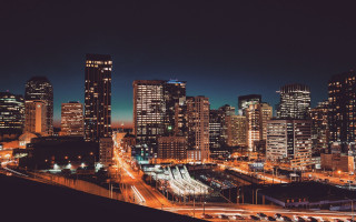 City skyline night tall buildings 6 - night free wallpaper
