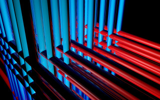 Red blue pipes black room - pipe free wallpaper