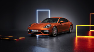Porsche panamera neon lit dark - private press free wallpaper