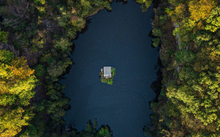Small boat river trees aurora - area free wallpaper
