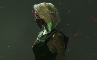 Woman face mask green hair - green hair free wallpaper