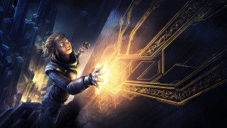 Futuristic woman glowing object magic - object free wallpaper
