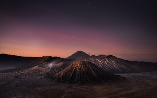 Mountain peak purple sky stars - naturalism free wallpaper