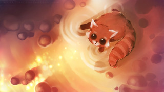 Red panda floating bubbles starburst - cyril rolando free wallpaper