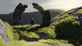 Man hill stone arch nature - unreal engine 5 free wallpaper