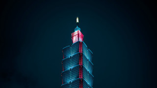 Tall building flag night artdeco - dai xi free wallpaper