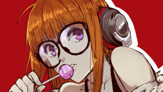 Sakura futaba orange hair headphones - a toothbrush free wallpaper