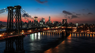 Art brenner bridge city night - a river free wallpaper for desktop