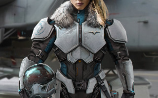 Futuristic woman fighter jet helmet - a fighter jet free wallpaper