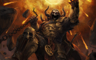 Demonic demon chain skull flame - a demonic demon free wallpaper
