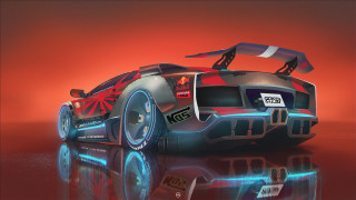 Red blue car lowangle matte - low free wallpaper