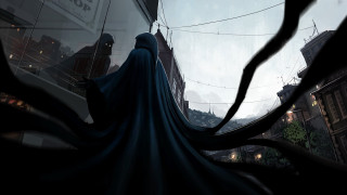 Batman cityscape eldritch fantasy concept - a blue cape free wallpaper