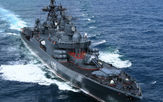 Large gray ship ocean red 2 - constructivism free wallpaper
