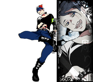 Woman black top blue pants - toyism free wallpaper