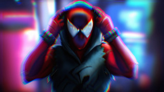 Red black mask hoodie glowing - chromatic free wallpaper