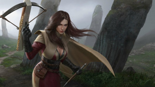 Woman archer fantasy forest cape - epic fantasy character art free wallpaper