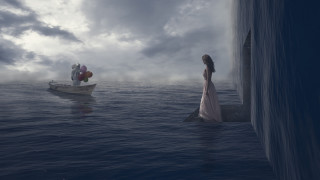 Woman dress water boat balloons - the water next free wallpaper
