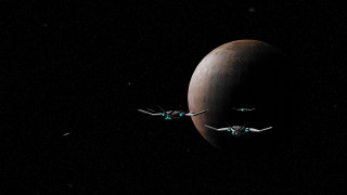 Flying group red planet space - a group of people free wallpaper for desktop