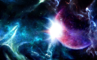 Colorful space scene star planet 3 - a colorful space scene free wallpaper