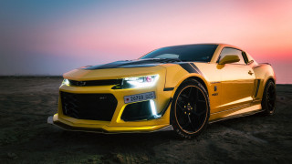 Yellow camaro desert sunset pink - the desert free wallpaper