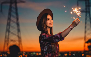 Cowgirl sunset sparkler fire flower - sunset free wallpaper