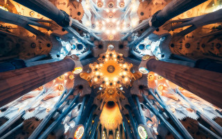Cathedral colorful ceiling lights ceiling - arthur b. carles free wallpaper