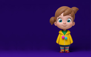 Cartoon girl yellow coat colorful - character design free wallpaper