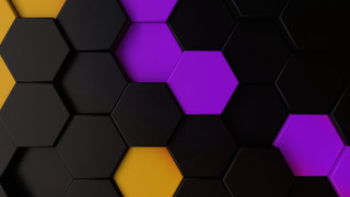 Black yellow hexagon purple pattern - hexagonal free wallpaper