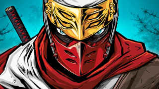 Knight sword helmet stylized image - a red scarf free wallpaper