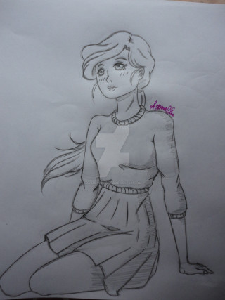 Girl sitting paper pink marker - a piece of paper free wallpaper