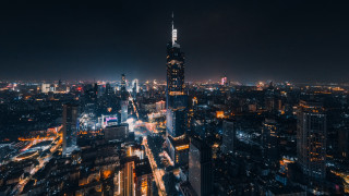 City night tower lights fireworks - cui bai free wallpaper