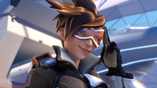 Overwatch character futuristic gun goggles - a character free wallpaper