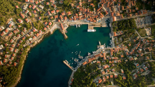 City harbor bridge aerial tiltshift - aerial free wallpaper