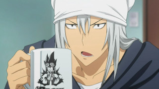 Man white headband coffee mug - a character portrait free wallpaper