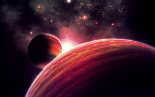 Red yellow planet star background - planet free wallpaper