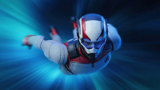 Flying man blue suit panfuturism - leg free wallpaper
