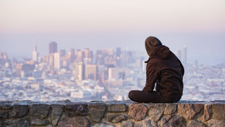 City skyline hooded sitter ruins - a hood free wallpaper