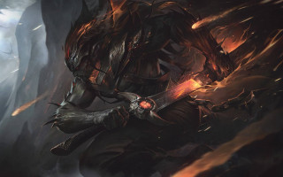Demon forest flames sword armor - his hand in free wallpaper