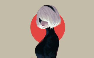 White haired woman black dress 6 - nier:automata free wallpaper