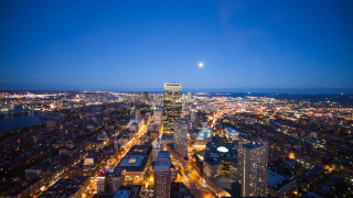 City night fullmoon urban lights - a few building free wallpaper