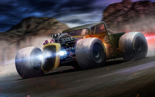 Car smoke planet city night - tire free wallpaper