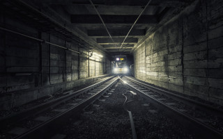 Train tunnel light tiltshift night - the end of it free wallpaper