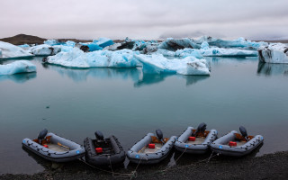 Boats icebergs mountains ecological art - top of a lake next free wallpaper