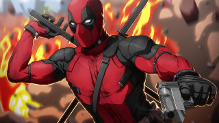 Deadpool flames gun embers explosion - a deadpool character holding free wallpaper